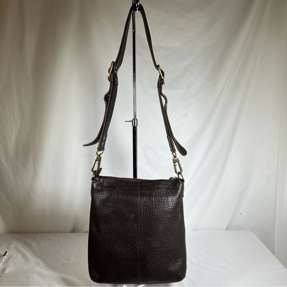 Rafe New York Distressed Pebbled Leather Studded Brown Crossbody Shoulder Bag - Picture 6 of 16